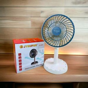 Joy Super JY-2218 Professional Rechargeable Portable Mini Table Fan Strong Wind Left to Right Oscillating Angle 45 Degrees - AC/DC